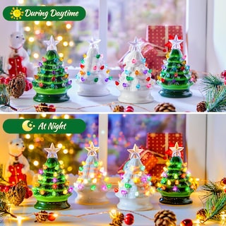 Foto 3 | Foto 3 | Juego De Árbol De Navidad Brightown De Cerámica De 5 Pulgadas, Paquete De 4 Con Luces - Venta Internacional.