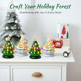 Foto 4 | Foto 4 | Juego De Árbol De Navidad Brightown De Cerámica De 5 Pulgadas, Paquete De 4 Con Luces - Venta Internacional.