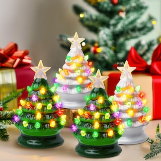 Foto 5 | Foto 5 | Juego De Árbol De Navidad Brightown De Cerámica De 5 Pulgadas, Paquete De 4 Con Luces - Venta Internacional.