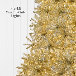 Foto 6 | Foto 6 | Árbol de Navidad Best Choice Products Oropel Dorado Preiluminado de 9 Pies - Venta Internacional