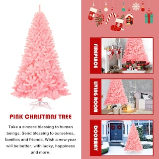 Foto 2 | Foto 2 | Árbol De Navidad Goplus Artificial Rosa Sin Iluminación De 2,3 M Con Soporte - Venta Internacional.