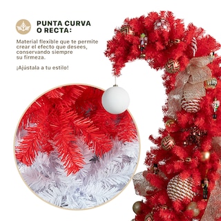 Foto 2 | Foto 2 | Árbol De Navidad Punta Flexible Esquimal Pino Rojo Y Blanco 1.50m Con 780 Ramas Y Esfera Escarchada