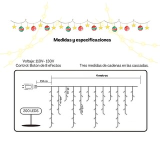Foto 4 | Foto 4 | Cascada de Luces de Navidad Dosyu Ice200l Multicolor