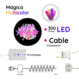 Foto 3 | Foto 3 | Serie Navideña Luz Led Multicolor Importadora La Merced 300 Focos 14 m paquete 6 Piezas