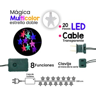 Foto 2 | Foto 2 | Serie Navideña de Estrellas Luz Led Importadora La Merced 20 Focos 3 metros