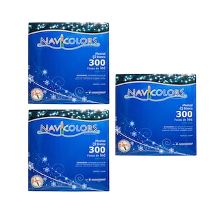 Foto 1 | Foto 1 | Serie Navideña Musical Luz Led Blanco Navicolors 300 Focos 13 Mt Paquete 3 Pz