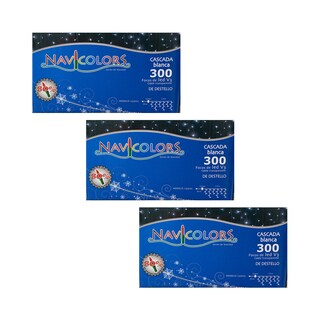 Foto 1 | Foto 1 | Cascada Navideña Luz Led Destellos Blanca Navicolors 300 Focos Paquete 3 Pz