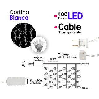 Foto 2 | Foto 2 | Luces Navideñas en Cortina Navicolors de Luz Led Blanca 400 Focos