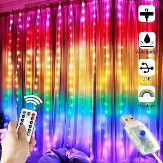 Foto 2 | Foto 2 | Cortina de Luces Tiktik MC-1633C-2 Multicolor 3x3 m 2 Piezas
