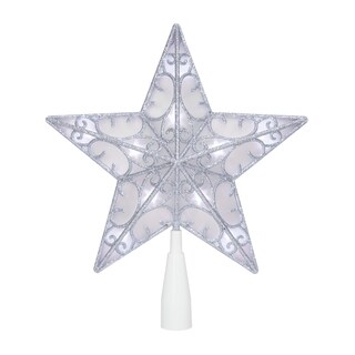 Foto 1 | Foto 1 | Estrella Punta de Árbol Navideño Plateada Luz Led Blanca 23 cm