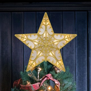 Foto 6 | Foto 6 | Estrella Navideña Punta de Árbol Dorada Luz Led Cálida 23 cm