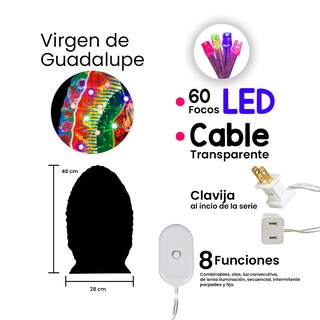 Foto 2 | Foto 2 | Serie Navideña con Imagen Virgen de Guadalupe Navicolors 60 Focos Leds