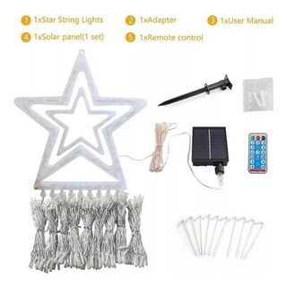 Foto 2 | Foto 2 | Luces Solares con Forma de Cascada Estrella Navideña Multicolor 3 m - Venta Internacional
