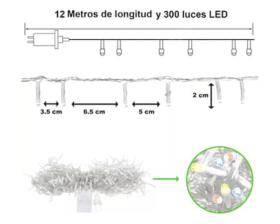 Foto 4 | Foto 4 | Serie Navideña 300 Luces Led Decorativa Multicolor 12 m