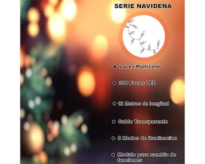 Foto 6 | Foto 6 | Serie Navideña 300 Luces Led Decorativa Multicolor 12 m