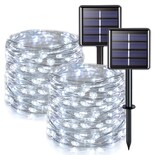 Luces Solares Navideñas Jmexsuss, 100 Led, Blancas, 33 M, Paquete De 2 - Venta Internacional.