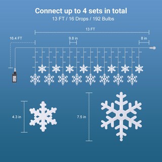 Foto 3 | Foto 3 | Luces Brightown Para Copos De Nieve, 13 Pies Y 192 Led, Con 16 Gotas, 8 Modos - Venta Internacional.