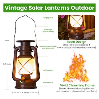 Foto 7 | Foto 7 | Farol Solar Kooper, Vintage, Parpadeante, Resistente Al Agua, Paquete De 2 - Venta Internacional.