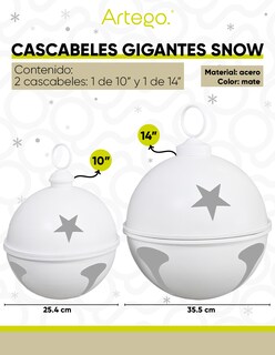 Foto 3 | Foto 3 | Cascabeles Navideños Gigantes Snow Set 2 Piezas Metal Pie De Árbol Centro De Mesa Decoración Navidad Huge Christmas