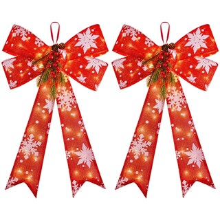 Foto 1 | Foto 1 | Adornos Navideños, Paquete De 2 Lazos Rojos Con 45 Luces Led De 60 Cm - Venta Internacional.