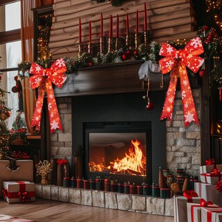 Foto 2 | Foto 2 | Adornos Navideños, Paquete De 2 Lazos Rojos Con 45 Luces Led De 60 Cm - Venta Internacional.