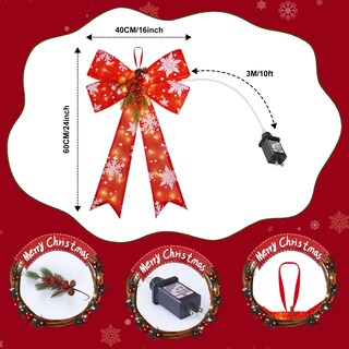 Foto 3 | Foto 3 | Adornos Navideños, Paquete De 2 Lazos Rojos Con 45 Luces Led De 60 Cm - Venta Internacional.