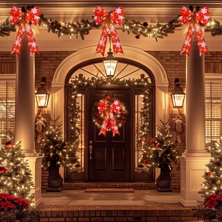 Foto 5 | Foto 5 | Adornos Navideños, Paquete De 2 Lazos Rojos Con 45 Luces Led De 60 Cm - Venta Internacional.