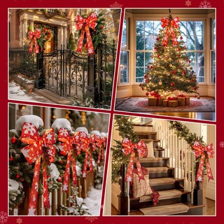 Foto 7 | Foto 7 | Adornos Navideños, Paquete De 2 Lazos Rojos Con 45 Luces Led De 60 Cm - Venta Internacional.