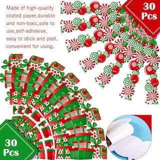 Foto 3 | Foto 3 | Pegatinas Con Borde Con Forma De Boletín Navideño Con Forma De Ballena, 20 M, Caramelos - Venta Internacional.