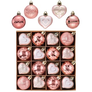 Foto 1 | Foto 1 | Adornos Navideños Valery Madelyn En Forma De Corazón, 5 Cm, 16 Unidades, Oro Rosa - Venta Internacional.