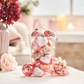 Foto 6 | Foto 6 | Adornos Navideños Valery Madelyn En Forma De Corazón, 5 Cm, 16 Unidades, Oro Rosa - Venta Internacional.