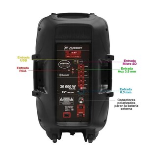 Foto 2 | Foto 2 | Bafle Recargable 15 Fussion Pbs-1004 color Negro Bluetooth Usb Sd Led