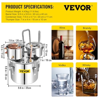 Foto 7 | Foto 7 | Destilador De Acero Inoxidable Alcohol Still Vevor De 3 Galones - Venta Internacional.