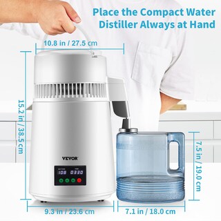 Foto 7 | Foto 7 | Destilador De Agua Vevor 4l 0.3l/h 750w 0-99h Timing 304ss Blanco - Venta Internacional.