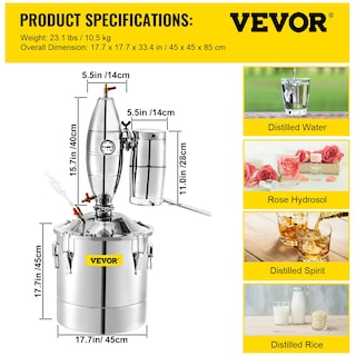 Foto 7 | Foto 7 | Destilador De Alcohol Vevor 70l Con Bolas De Cerámica Para Vino De 18.5 Galones - Venta Internacional.