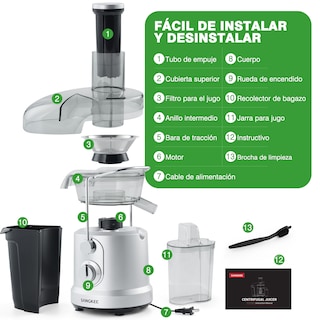 Foto 7 | Foto 7 | Extractor de Jugo Sangkee K10163 Negro 1000w