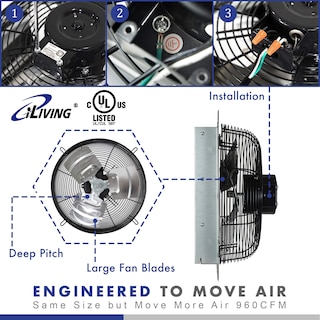 Foto 3 | Foto 3 | Ventilador de Escape iLIVING Ilg8sf12v-st Montado en la Pared de 12 \" - Venta Internacional