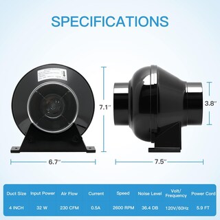 Foto 4 | Foto 4 | Ventilador De Conducto En Línea De Escape Amplificador De Ventilación 4 Pulgadas 195 Cfm - Venta Internacional.