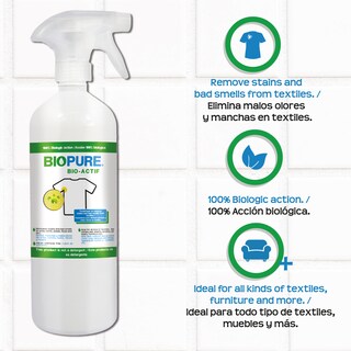 Foto 2 | Foto 2 | Tratamiento Ecológico Quitamanchas y Malos Olores en Textiles Biopure Bote con 1l