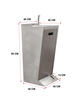 Foto 1 | Foto 1 | Lavamanos A Pedal Mindejal Lav-pdal Gris De Acero Inoxidable Con Piezas De Instalación