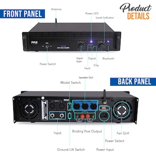 Foto 2 | Foto 2 | Amplificador De Potencia Bluetooth Pyle Pro Pta1000.5 1000 W 2 Canales - Venta Internacional.