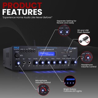 Foto 6 | Foto 6 | Amplificador Estéreo Inalámbrico Bt Pyle Pda63bt 200w Power - Venta Internacional.