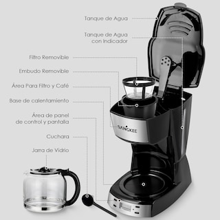 Foto 5 | Foto 5 | Cafetera de Goteo Programable Sangkee K10152 color Negro con Filtro Permanente