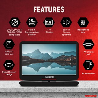 Foto 2 | Foto 2 | Reproductor Portátil De Dvd/cd Magnavox Mtft754 Con Pantalla Giratoria De 11,6'' - Venta Internacional.
