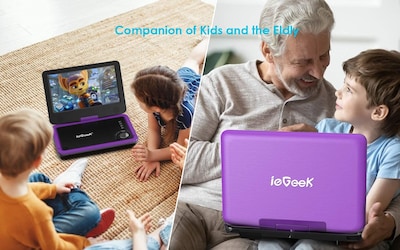 Foto 4 | Foto 4 | Reproductor De Dvd Portátil Iegeek Con Pantalla Giratoria Hd De 12,5 Pulgadas, Color Morado - Venta Internacional.