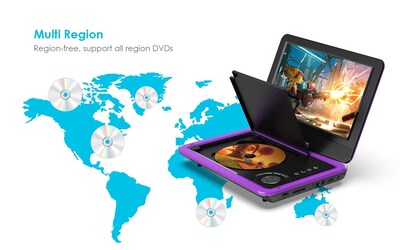 Foto 7 | Foto 7 | Reproductor De Dvd Portátil Iegeek Con Pantalla Giratoria Hd De 12,5 Pulgadas, Color Morado - Venta Internacional.