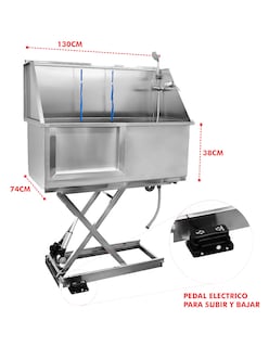 Foto 1 | Foto 1 | Bañera Para Mascotas Mindejal Bpm-170 Gris De Acero Inoxidable Pedal Eléctrico, Altura Ajustable