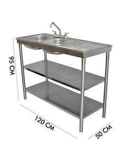 Foto 1 | Foto 1 | Fregadero Doble Doble Entrepaño Mindejal Mfdide Acero Fregadero Doble Entrepaño