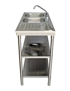 Foto 3 | Foto 3 | Fregadero Doble Doble Entrepaño Mindejal Mfdide Acero Fregadero Doble Entrepaño