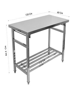 Foto 1 | Foto 1 | Mesa En Isla Plegable Mindejal Mtple01 Mesa Isla Plegable Con Entrepaño Tipo Rack